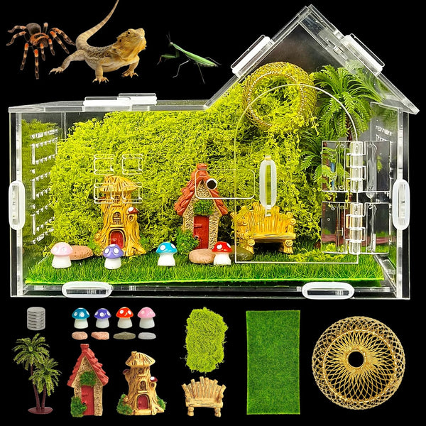 TASOMUTY Jumping Spider EnclosureJumping Spider AccessoriesMagnetic Acrylic Spider Terrarium with Feeding PortSuitable for