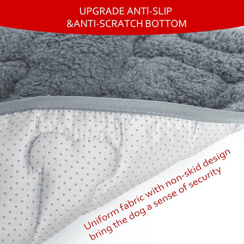 Dog Bed Crate Mat - 2 Pack Soft Plush Dog Bed Pad, Machine Washable Crate Pad, Grey (24" X 18")