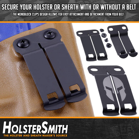 HolsterSmith Monoblock Gear Belt Clips - Customized Fit Inside-The-Waistband/IWB Concealed Carry Holster Attachments