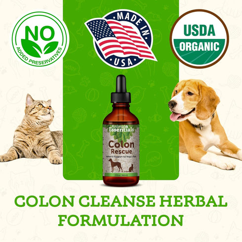 Animal Essentials Colon Rescue for Dogs & Cats, Herbal Laxative, 2 Fl Oz, Stool Softener