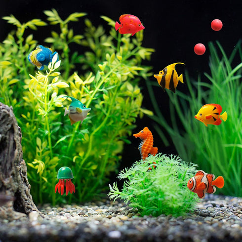 YUDA 7 PCS Fake Fishes for LED Sensory Bubble Tube Floor Lamp Decoration, Plastic, Random Styles
