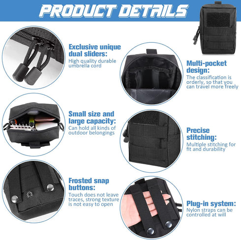 8 Pack Cunno Pcs Molle Pouches Tactical Molle Pouch Vest Pouch Cell Phone Belt Pouch Waterproof Waist Bag Utility EDC