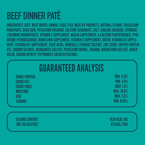 3 oz (Pack 24), A Strong Heart Canned Wet Cat Food, Beef Dinner Pat - Cans of Made in The USA with Real Beef