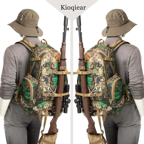 Hunting Backpack, Outdoor Gear Pack with Rain Cover, Durable Large Capacity Day Pack (KHAKI CAMO)
