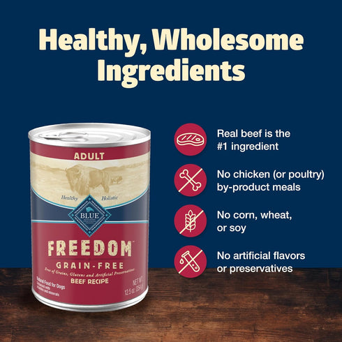 12.5-oz. (12 Count) Blue Buffalo Freedom Grain-Free Wet Dog Food, Free of Glutens & Artificial Preservatives, Made