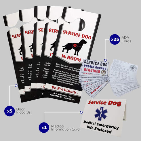 5 1 30 2024 Pack ActiveDogs Service Dog Travel Kit Standard - Service Dog Door Placards, Medical Alert Information Card