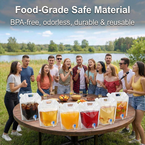WMXWAN 6 Pack 1.3 (5L) With Spigot & Top Fill Cap, Gal Collapsible Water Containers, Dual Opening BPA Free PE Water