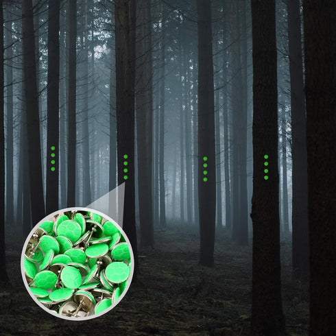Sopoloray 100 Pcs Reflective Trail Marking Tacks,Sturdy Metal Push Pins with Glow Reflective Markers