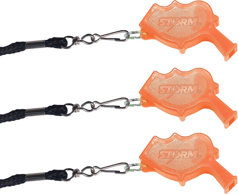 Storm World's Loudest Outdoor Safety Whistle - Emergency, Marine, Police, Underwater, Survival with Lanyard
