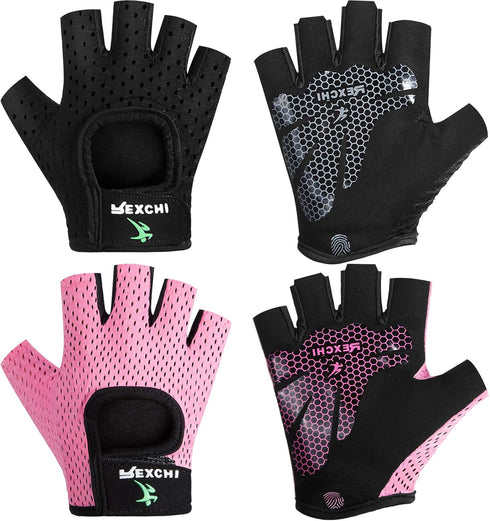 Geyoga 2 Pairs Workout Gloves Adjustable Weight Lifting Gym Exercise Training Breathable Workout