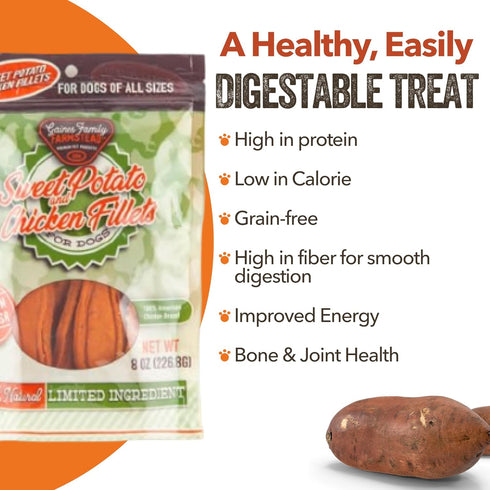 Gaines Family Farmstead Sweet Potato & Chicken Fillets for Dogs, 8 oz - All-Natural, Grain-Free Treats