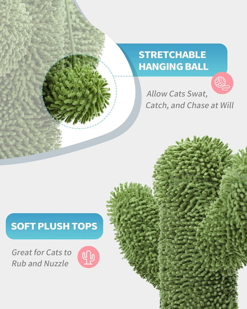 Made4Pets Cat Scratching Post, 21.7" Cactus Cat Scratcher with Natural Sisal Rope for Indoor Cats, Dangling Balls