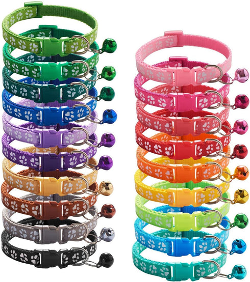 Puppy Collars with Bell, Adjustable Litter Collars for Newborn Pets, Set of 19