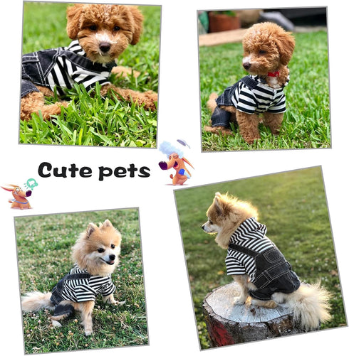 SILD Pet Denim Jumpsuit Classic Jacket for Medium Small Dogs, Cool Blue Vintage Washed Coat, Puppy Blue (XXL, Black)