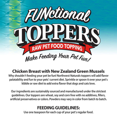 Northwest Naturals Freeze-Dried Chicken Breast with Green Lipped Mussels, Functional Topper for Dogs and Cats, 5 Oz