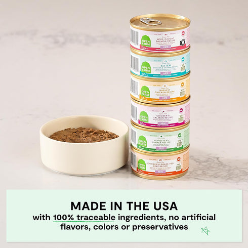 2.8oz 18) Open Farm Canned Cat Food, Pate for Complete & Balanced Nutrition, Grain Free and Legume-Free Wet Cat Food