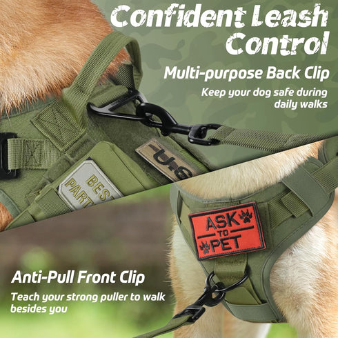 rabbitgoo Tactical Dog Harness for Large Dogs, Heavy Duty No-Pull Vest with Handle, Adjustable Military Harness for
