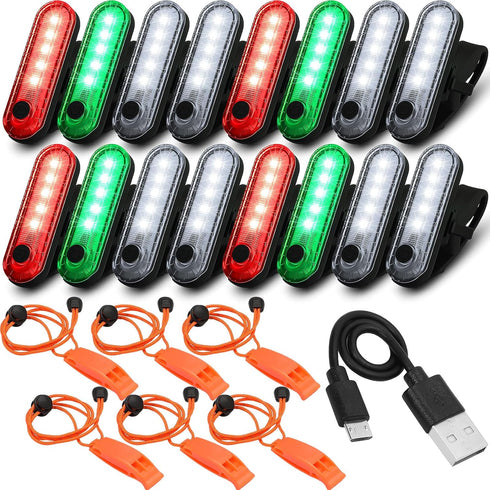 Treela 22 Pcs LED Navigation Kayak Lights with Safety Whistle Battery Operated