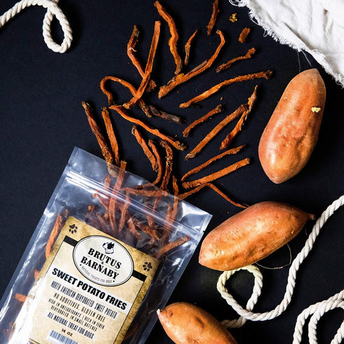 BRUTUS & BARNABY Sweet Potato Dog Treats - No Additive Dehydrated Sweet Potato Fries, 14 oz, Grain & Gluten Free