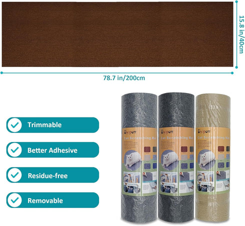Cat Scratch Furniture Protector, 78.7"x15.8" Trimmable Self-Adhesive Couch Protector for Cat Wall Scratcher