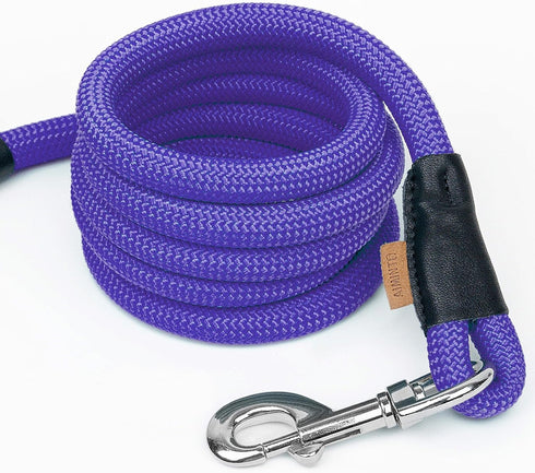 Dog Leash - Braided Rope Traction Lead for Medium/Large Dogs (1/2" - 6FT, Purple)
