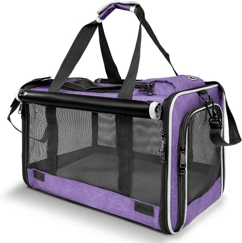 Ventilated Softside Pet Carrier for Yorkie Dog Travel, Tiny Dog Crate for Teacup Poodle, Purple