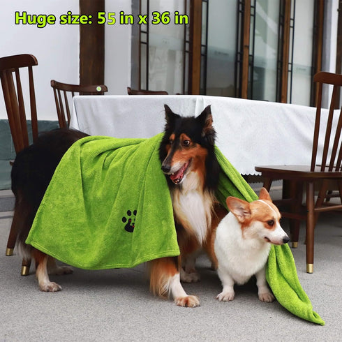 Extra Large Dog Towels for Drying Dogs - Pack of 3, Super Absorbent Microfiber Bath Grooming Towel (XL)