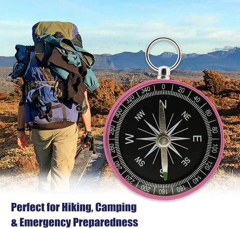 Rovella 2 Pocket Compass, Pieces Mini Compass with Key Ring, Suitable for Hiking Survival, Mountaineering Camping