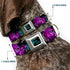 Dog Collar Seatbelt Buckle Harley Quinn Pow Aiming Poses Joker Black Turquoise Fuchsia 15 to 26 Inches