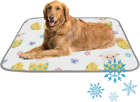 imiBBWQu Dog Cooling Mat Cute Easter Eggs Sheep Dog Mat Bed Washable Cat