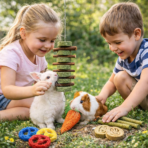 20 Chinchillas Grddaef PCS Bunny Chew Toys for Teeth, Natural Rabbit Toys Apple Wood Grass Timothy Sticks Chew