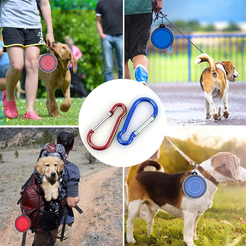 Collapsible Dog Bowl, 2 Pack Portable Pet Travel Bowls with Lids for Dogs, Cats, Small Animals, Blue+Red