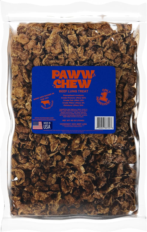 Beef Lung Dog Treats, All Natural Single Ingredient, 2.5 Pound, Made in The USA, Dehydrated High Protein