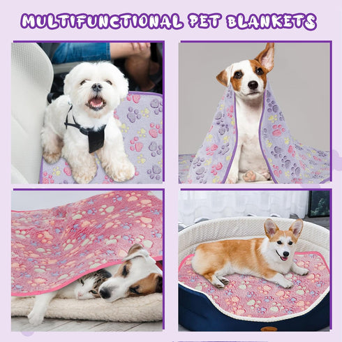 YUEPET Waterproof Dog Blankets, 2 Pack Washable Fleece Flannel Puppy Blanket, Soft Plush Reversible Throw for Small