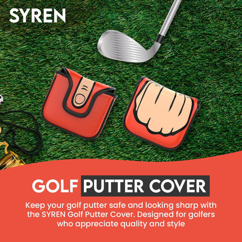 Red Middle Finger Golf Putter Head Covers & Ball Marker - Premium Golf Club Protector with Magnetic Closure