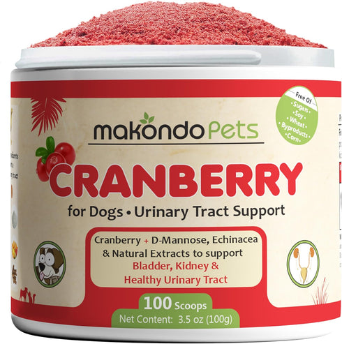 Cranberry Powder for Dogs, Urinary Tract Health, Bladder Support, Bacon Flavor, 100 Scoops