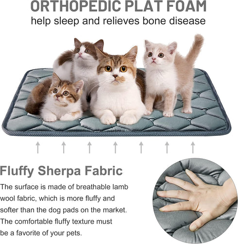 Dog Crate Mats, Soft Washable Kennel Pads with Anti-Slip Bottom for Large Medium Dogs, 35x22, Grey