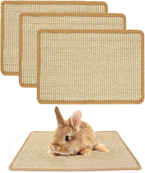 PODOO Bunny Scratch Pads, Sisal Rabbit Scratching Pad, Natural Rabbit Resting Mats
