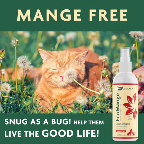 EcoMange Mange Relief for Dogs & Cats - 8 Oz. Itch Relief Spray with Herbal Extract & Essential Oil