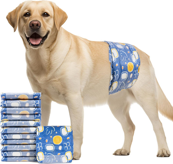 MICOOYO Male Dog Diapers, Disposable Male Dog Wraps with Wetness Indicator, Super