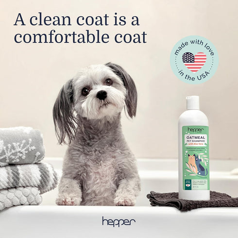 Hepper Oatmeal Shampoo for Dogs, Cats, and Other Pets - All Natural, Sensitive Skin Treatment - Cucumber & Aloe