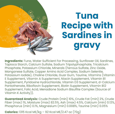 almo nature Classic Complete Wet Cat Food Tuna Recipe with Sardines in gravy 2.47 oz (Pack of 12)