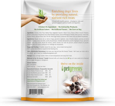 Pet Greens Natural Soft-Chew Dog Treats, Infused with Supergreens, 3 Pack, Bacon and Cheese, 6 oz Each