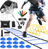 GHB Football Training Equipment Set - 4 Agility Hurdles, 20ft Speed Ladder, 12 Disc Cones, Jump Rope & Resistance Bands
