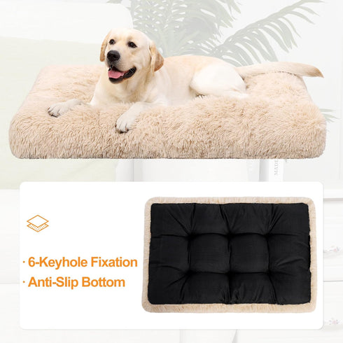 KSIIA Washable Dog Crate Bed, 41x27 Inch Camel, Deluxe Plush Anti-Slip Thick Kennel Pad