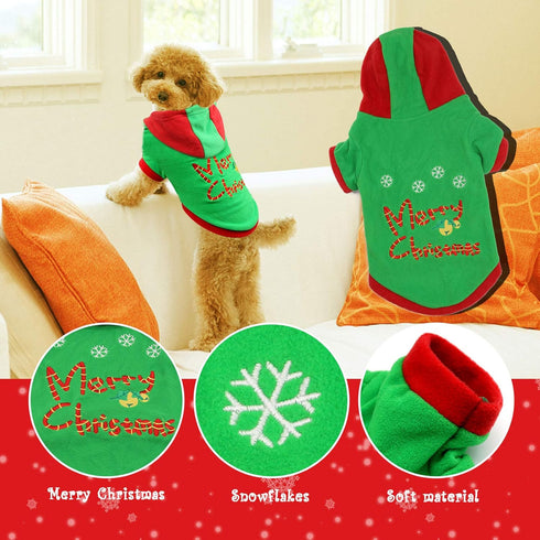 HYLYUN Puppy Christmas Outfit 2 Packs, Small Dog Santa Claus Suit Hoodies for Small Dogs and Cats