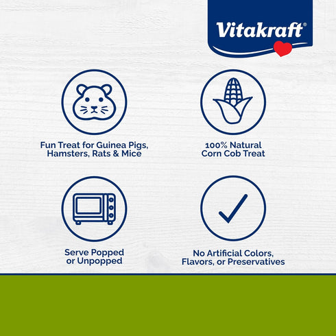 Vitakraft Mini Pops Treat for Small Animals - 100% Real Corn Cob, Supports Healthy Teeth, 6 oz