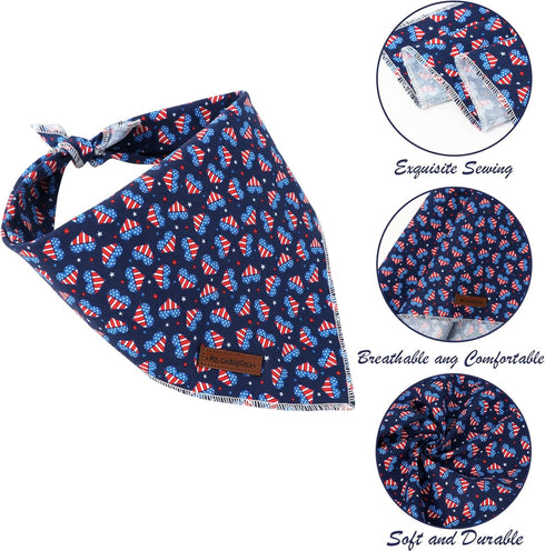 MR. CHUBBYFACE Heart Flag Striped Dog Bandanas Reversible Triangle Bibs Scarf Accessories for Dogs Cats Pets L
