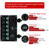 FXC 6 Gang Waterproof Marine Boat Rocker Switch Panel with Dual USB, Cigarette Lighter & Green LED Voltage Display