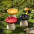 Cute Mushroom Elevated Cat Bowl, Ceramic Cat Food and Water Bowls, Wide Shallow Dish, Whisker Fatigue (Yellow)